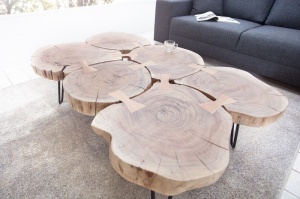 MASUTA DE CAFEA 115CM, GOA II, LEMN MASIV, DESIGN RUSTIC - Img 3