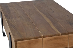 MASUTA DE CAFEA 1198, MARO/NEGRU, DIN LEMN MASIV DE ACACIA SI FIER, STIL VINTAGE G&C - Img 2