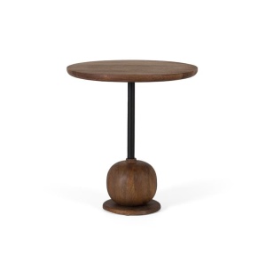MASUTA DE CAFEA 50CM, CULOARE NUC, DIN LEMN DE MANGO SI METAL, MODEL DEOSEBIT - Img 2