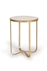 MASUTA DE CAFEA ALVARO, ALB/AURIU, DIN MARMURA SI METAL, STIL MODERN