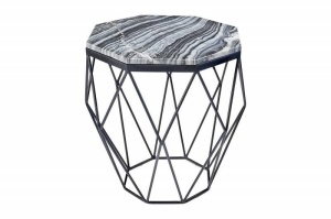 MASUTA DE CAFEA, DIAMOND 50CM, DIN METAL SI MARMURA NEGRU/GRI - Img 4