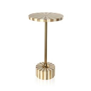 MASUTA DE CAFEA DOMERO CIRQUE ALB/AURIU, CONFECTIONATA DIN OTEL PLACAT CU ALAMA, MDF SI FURNIR DIN LEMN DE MANGO, STIL MODERN