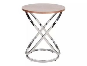 MASUTA DE CAFEA EOS E, 45 CM, NUC/CROM, BLAT DIN MDF, FURNIR NATURAL SI CADRU DIN METAL, STIL MODERN - Img 2