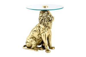 MASUTA DE CAFEA, LION, 60CM, BLAT DIN STICLA SI METAL, AURIU, ARTIM GROUP SELECTION - Img 2