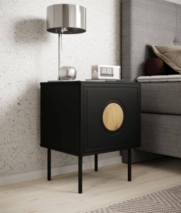 NOPTIERA, PALAZZO-NIGHTCABINET-CZ/DC, PLACA LAMINATA, MDF SI METAL, STIL MODERN, CAMA