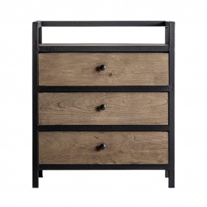 NOPTIERA STEKI, 28952, NEGRU/ NATURAL, STIL INDUSTRIAL, DIN METAL SI LEMN MASIV DE ULM, VIC
