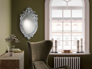 OGLINDA DECORATIVA MIDAS, 40x70 CM, DIN STICLA SI MDF, STIL MODERN - Img 2