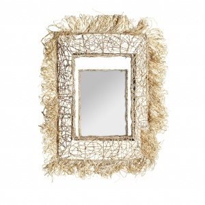 OGLINDA DECORATIVA REF. 28945, DIN LEMN MASIV DE BAMBUS, FIBRE NATURALE SI STICLA, STIL MODERN, VIC