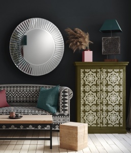 OGLINDA DECORATIVA ZEUS, 100 CM, DIN STICLA SI MDF, STIL MODERN