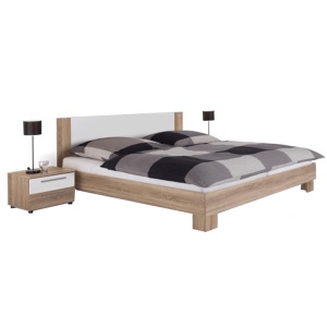 PAT MATRIMONIAL CU 2 NOPTIERE MARTINA, STEJAR/ALB, STIL MODERN, TK