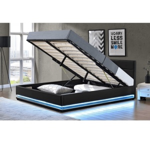 PAT MATRIMONIAL CU ILUMINARE BIRGET NEW, NEGRU, STIL MODERN, TK - Img 2