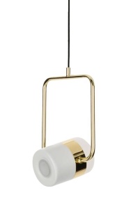 PENDUL CU LED-URI BLINK 1, AURIU/ALB MAT, DIN ALUMINIU SI PLASTIC OPAL, STIL MODERN, B2