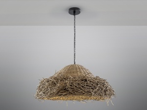 PENDUL MAUI, 80 CM, NEGRU/NATURAL, DIN METAL SI FRANGHIE, STIL MODERN - Img 4