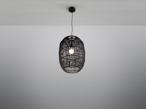 PENDUL TIZNE, 32 CM, NEGRU/NEGRU, DIN METAL SI FIBRE DE HARTIE, STIL MODERN - Img 4