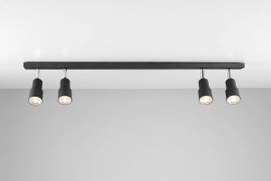 PLAFONIERA ASPO, 4 BRATE, 15,5 CM, NEAGRA, DIN METAL, STIL MODERN