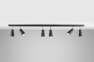 PLAFONIERA ASPO, 6 (3x2) BRATE, 15,5 CM, NEAGRA, DIN METAL, STIL MODERN - Img 3