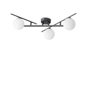 PLAFONIERA ATLAS PL3, NEGRU, DIN METAL, STIL MODERN