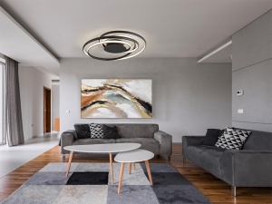PLAFONIERA DANZA, 64 CM, NEGRU MAT/OPAL, DIN METAL, ALUMINIU SI SILICON, STIL MODERN