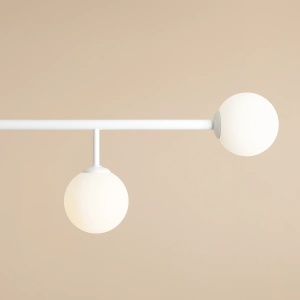 PLAFONIERA DIONE, 4 BRATE, 58 CM, ALBA, DIN STICLA SI METAL, STIL MODERN