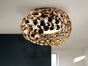PLAFONIERA NARISA, 47 CM, AURIU ROSE/MARO INCHIS/OPAL, DIN METAL SI ACRIL, STIL MODERN
