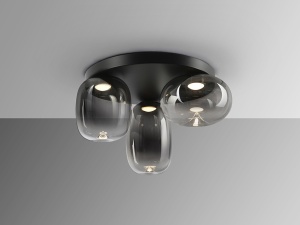 PLAFONIERA ONICE, 42 CM, NEGRU MAT/FUMURIU, DIN METAL SI STICLA, STIL MODERN - Img 3
