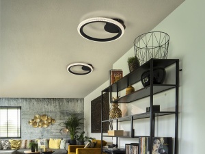 PLAFONIERA RING, 42 CM, NEGRU MAT/TRANSPARENT, DIN METAL, ALUMINIU SI ACRIL, STIL MODERN - Img 2