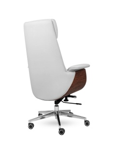 SCAUN BIROU ADMIRAL, GRI, FINISAJ LEMN SI PIELE ECO DE INALTA CALITATE - Img 5