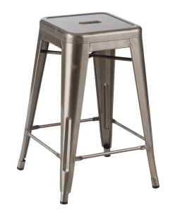 SCAUN DE BAR GRI, CONFECTIONAT DIN METAL, HOKER TOWER 66, STIL MODERN