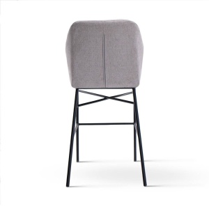 SCAUN DE BAR IRYS, 70 CM, GRI/NEGRU, TAPITERIE DIN STOFA SI PICIOARE DIN METAL, STIL MODERN, ATR - Img 6