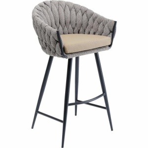 SCAUN DE BAR KNOT MARO, CONFECTIONAT DIN POLIESTER, PIELE ECOLOGICA SI METAL, STIL MODERN