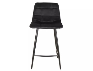 SCAUN DE BAR MILA H-2, NEGRU BLUVEL 19/NEGRU MAT, TAPITERIE DIN CATIFEA SI PICIOARE DIN METAL, STIL MODERN - Img 2