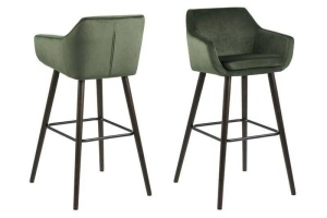 SCAUN DE BAR NORA, VERDE INCHIS/NEGRU, CU TAPITERIE DIN CATIFEA, B2