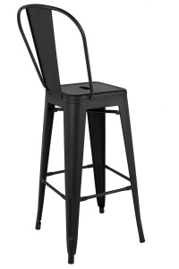 SCAUN DE BAR TOWER BIG BACK 66 PARIS, NEGRU, CONFECTIONAT DIN METAL, STIL INDUSTRIAL - Img 3