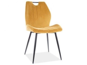 SCAUN DINING ARCO, CURRY BLUVEL 68/NEGRU MAT, TAPITERIE DIN CATIFEA SI PICIOARE DIN METAL, STIL MODERN - Img 4
