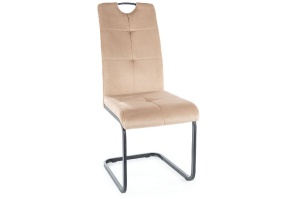SCAUN DINING AXO, BEJ BLUVEL 28/NEGRU MAT, TAPITERIE DIN CATIFEA SI PICIOARE DIN METAL, STIL MODERN - Img 1