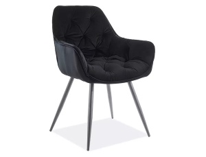 SCAUN DINING CHERRY, NEGRU BLUVEL 19/NEGRU MAT, TAPITERIE DIN CATIFEA SI PICIOARE DIN METAL, STIL MODERN - Img 1