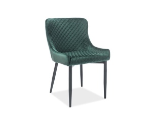 SCAUN DINING COLIN B, VERDE BLUVEL 78/NEGRU MAT, TAPITERIE DIN CATIFEA SI PICIOARE DIN METAL, STIL MODERN - Img 1