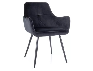 SCAUN DINING GRAPE, NEGRU BLUVEL 19/NEGRU MAT, TAPITERIE DIN CATIFEA SI PICIOARE DIN METAL, STIL MODERN - Img 1