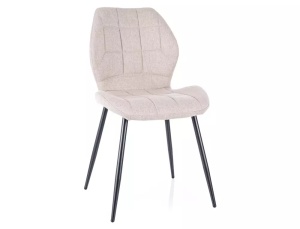 SCAUN DINING JAKE, BEJ 27/NEGRU MAT, TAPITERIE DIN STOFA SI PICIOARE DIN METAL, STIL MODERN - Img 1