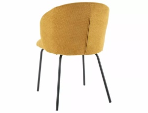 SCAUN DINING KEVIN, CURRY 66/NEGRU MAT, TAPITERIE DIN STOFA VARDO SI PICIOARE DIN METAL, STIL MODERN - Img 3