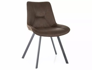 SCAUN DINING LINK, MARO INCHIS TAP. 229/NEGRU MAT, TAPITERIE DIN MICROFIBRA SI PICIOARE DIN METAL, STIL MODERN - Img 1