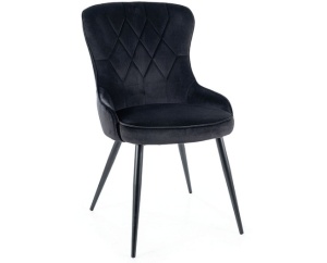 SCAUN DINING LOTUS, NEGRU BLUVEL 19/NEGRU MAT, TAPITERIE DIN CATIFEA SI PICIOARE DIN METAL, STIL MODERN - Img 1