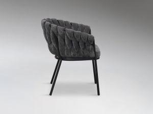 SCAUN DINING MAGMA, 78 CM, GRI INCHIS/NEGRU, TAPITERIE DIN STOFA FINA SI PICIOARE DIN METAL, STIL MODERN - Img 2