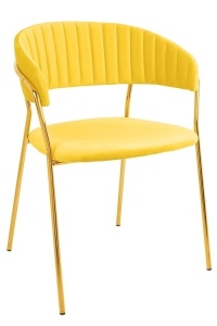 SCAUN DINING MARGO GALBEN, CU TAPITERIE DIN CATIFEA, STIL MODERN