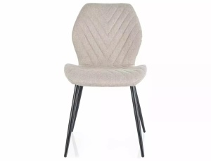 SCAUN DINING MIKE, BEJ 27/NEGRU MAT, TAPITERIE DIN STOFA SI PICIOARE DIN METAL, STIL MODERN - Img 2