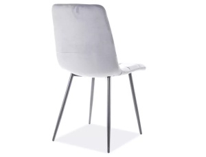 SCAUN DINING MILA, GRI BLUVEL 14/NEGRU MAT, TAPITERIE DIN CATIFEA SI PICIOARE DIN METAL, STIL MODERN - Img 2