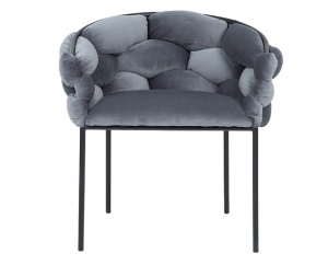 SCAUN DINING NORTE, GRI BLUVEL 14/NEGRU MAT, TAPITERIE DIN CATIFEA SI PICIOARE DIN METAL, STIL MODERN - Img 2