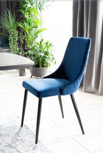 SCAUN DINING PIANO B, BLEUMARIN BLUVEL 86/NEGRU MAT, TAPITERIE DIN CATIFEA SI PICIOARE DIN METAL, STIL MODERN - Img 3
