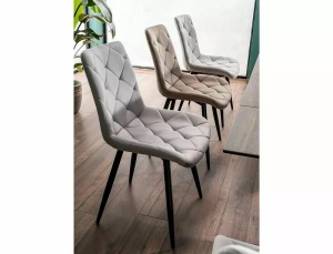 SCAUN DINING RALPH, GRI DESCHIS BLUVEL 03/NEGRU MAT, TAPITERIE DIN CATIFEA SI PICIOARE DIN METAL, STIL MODERN - Img 6