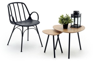 SCAUN DINING/TERASA CASTERIA, NEGRU, DIN POLIPROPILENA SI METAL, STIL MODERN